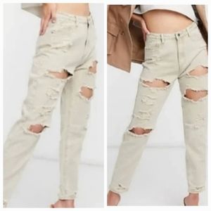 Missguided Riot High Rise Distressed  Jeans Size 10